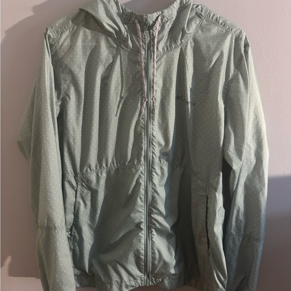 Columbia Mint Green Polka Dot Windbreaker
